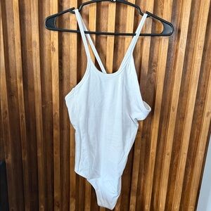 Abercrombie and Fitch Ribbed Thong White Bodysuit. Size S